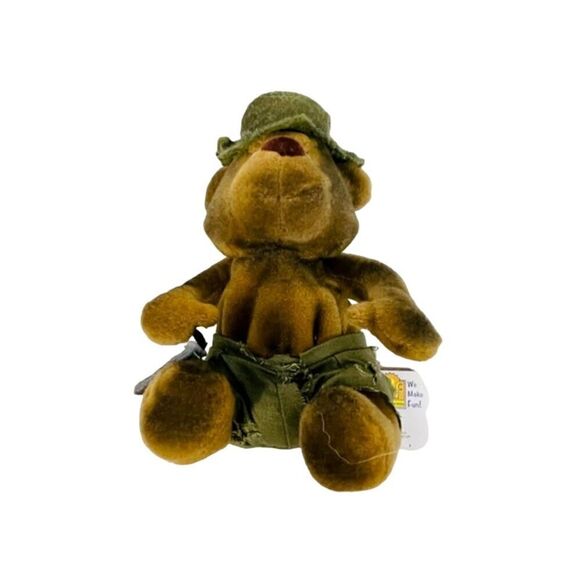 Vintage 1998 Meanies Series 2 Burny The Bear Burnt Fire Plush W/ Tag - Picture 1 of 4